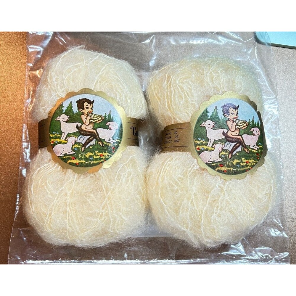 Vintage Contessa 100% Real Mohair Yarn Ivory/Cream 2 Skeins 40g Made in  Italy